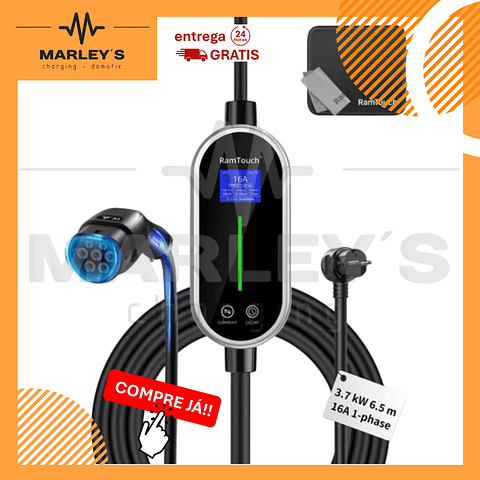 Carregador Portátil 3.7 kw - 16A - Saco Transporte - 6.5 METROS CABO 