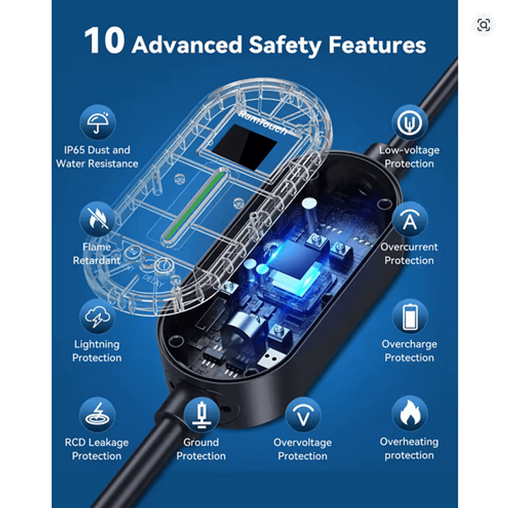 Carregador Portátil 3.7 kw - 16A - Saco Transporte - 6.5 METROS CABO  8