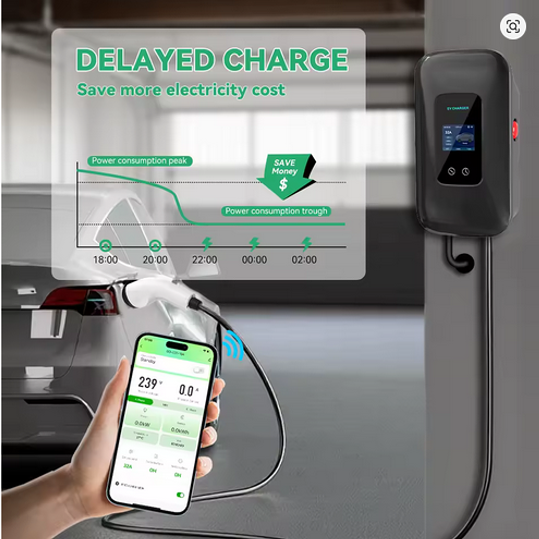 Wallbox Carregador Parede - 7 kw - 32 A - C/ APP WI-FI e Cartões - 10 METROS CABO 6