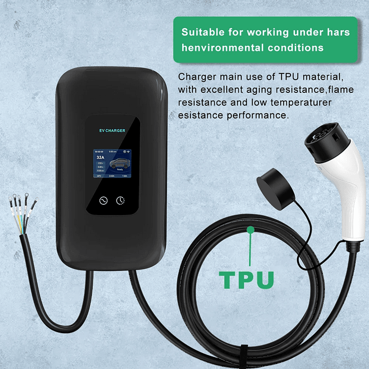 Wallbox Carregador Parede - 7 kw - 32 A - C/ APP WI-FI e Cartões - 10 METROS CABO 8