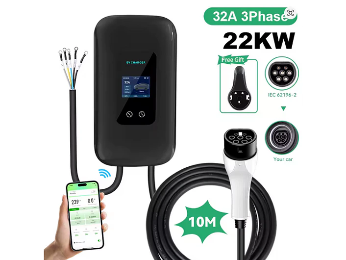 Wallbox 22 kW | 32A | Cabo 10m | App | RFID | Ecrã LCD 2