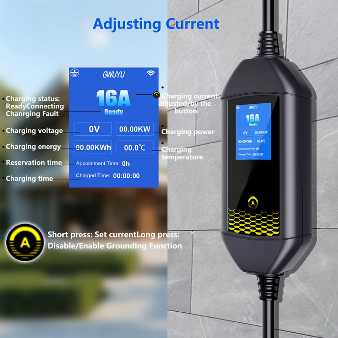 Carregador Portátil Doméstico 3.5 kw - 16A - c/ Saco Transporte 8