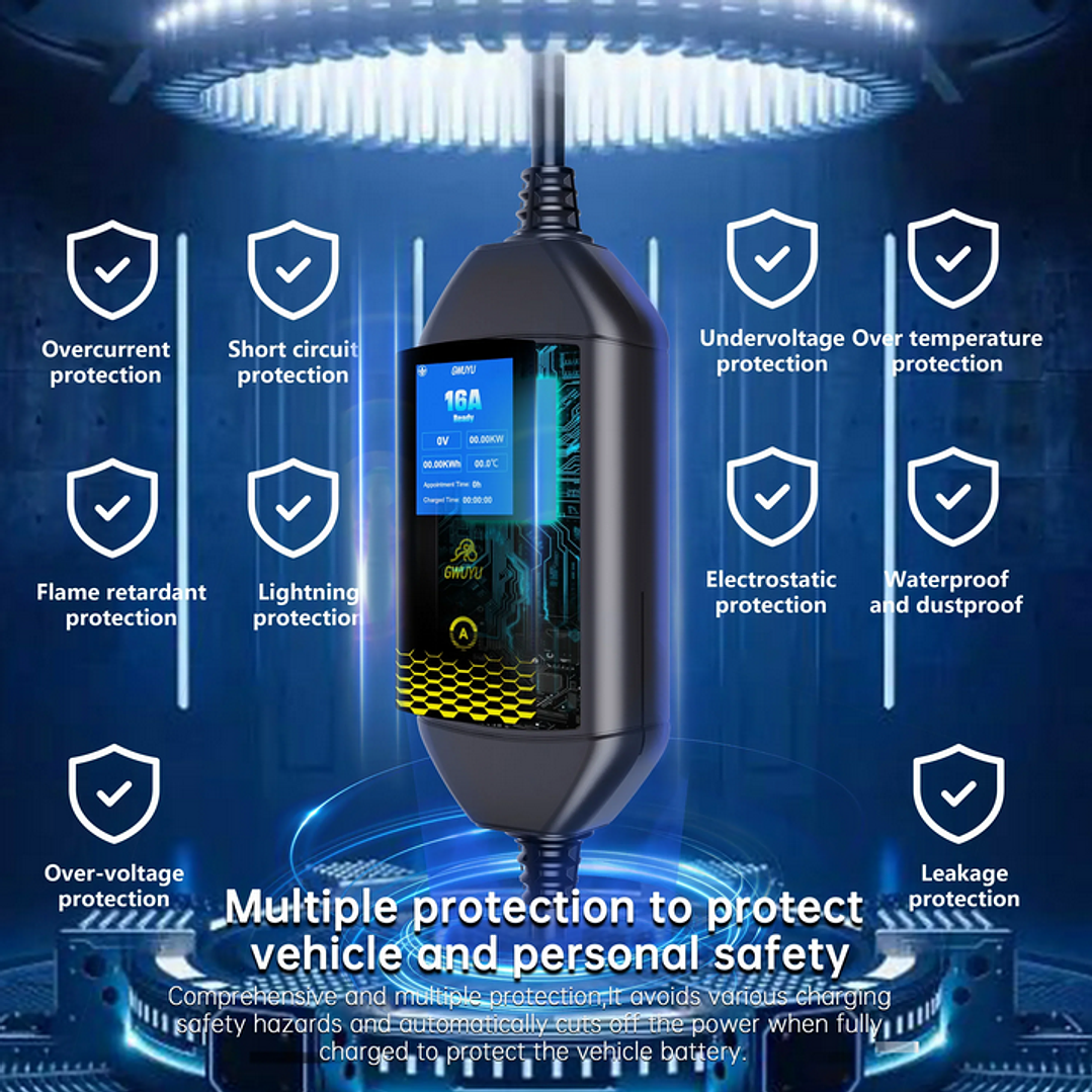 Carregador Portátil Doméstico 3.5 kw - 16A - c/ Saco Transporte 10