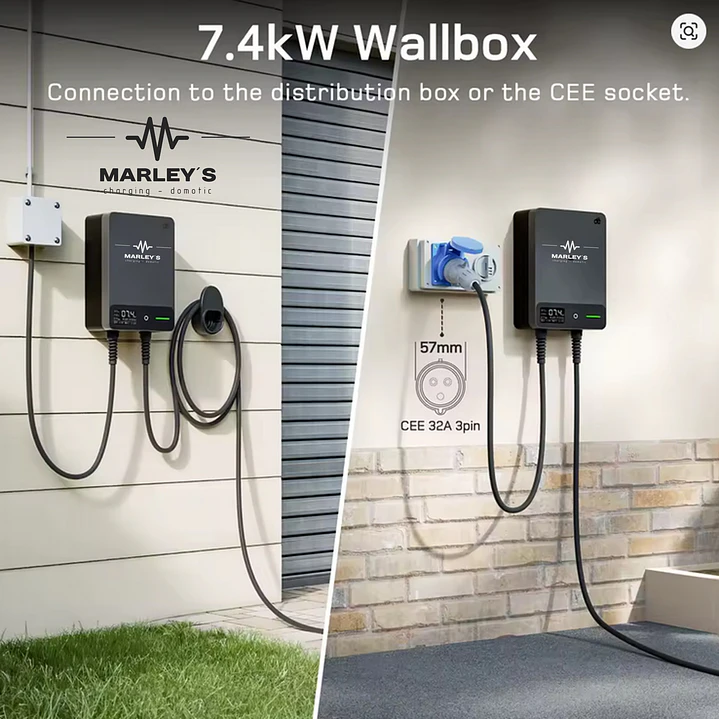 Wallbox Carregador Parede - 7 kw - 32 A - C/ APP WI-FI e Cartões - 7,5 ou 10 METROS Cabo 4