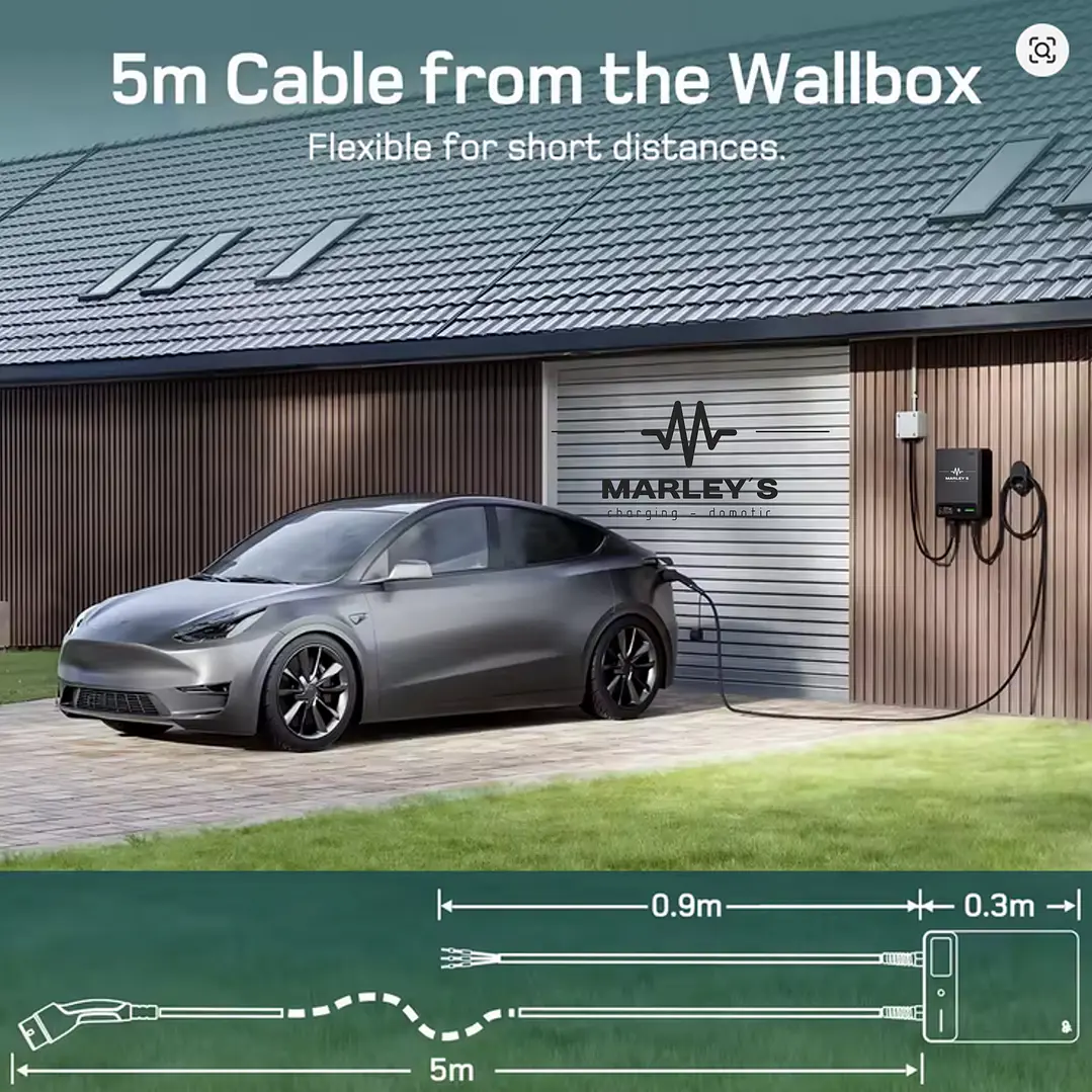 Wallbox Carregador Parede - 7 kw - 32 A - C/ APP WI-FI e Cartões - 7,5 ou 10 METROS Cabo 5