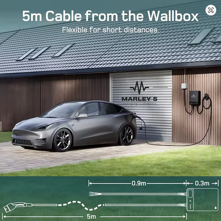 Wallbox Carregador Parede - 7 kw - 32 A - C/ APP WI-FI e Cartões - 7,5 ou 10 METROS Cabo 5