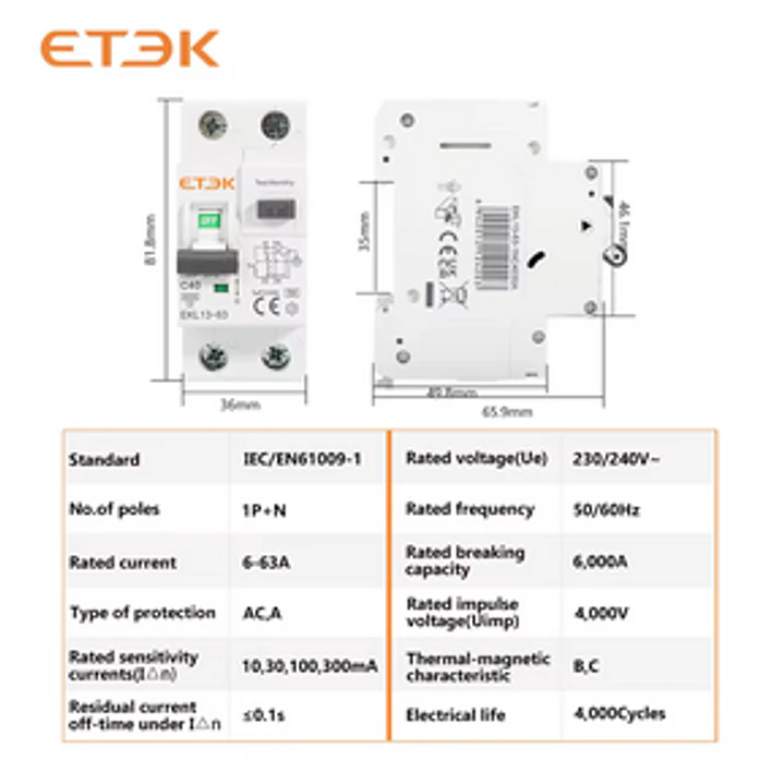 RCBO Diferencial e Disjuntor 2 em 1 - Monofasico - 16 A -30 ma - TIPO A  2