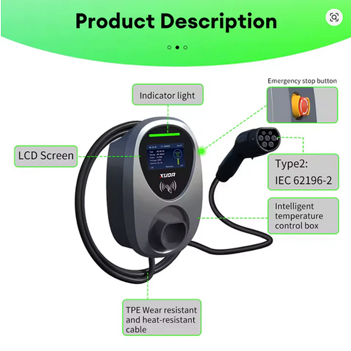 Wallbox Carregador Parede - 7 kw - 32 A - C/ APP WI-FI e Cartões 2