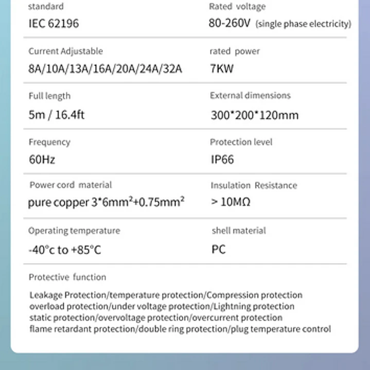 Wallbox Carregador Parede - 7 kw - 32 A - C/ APP WI-FI e Cartões 7