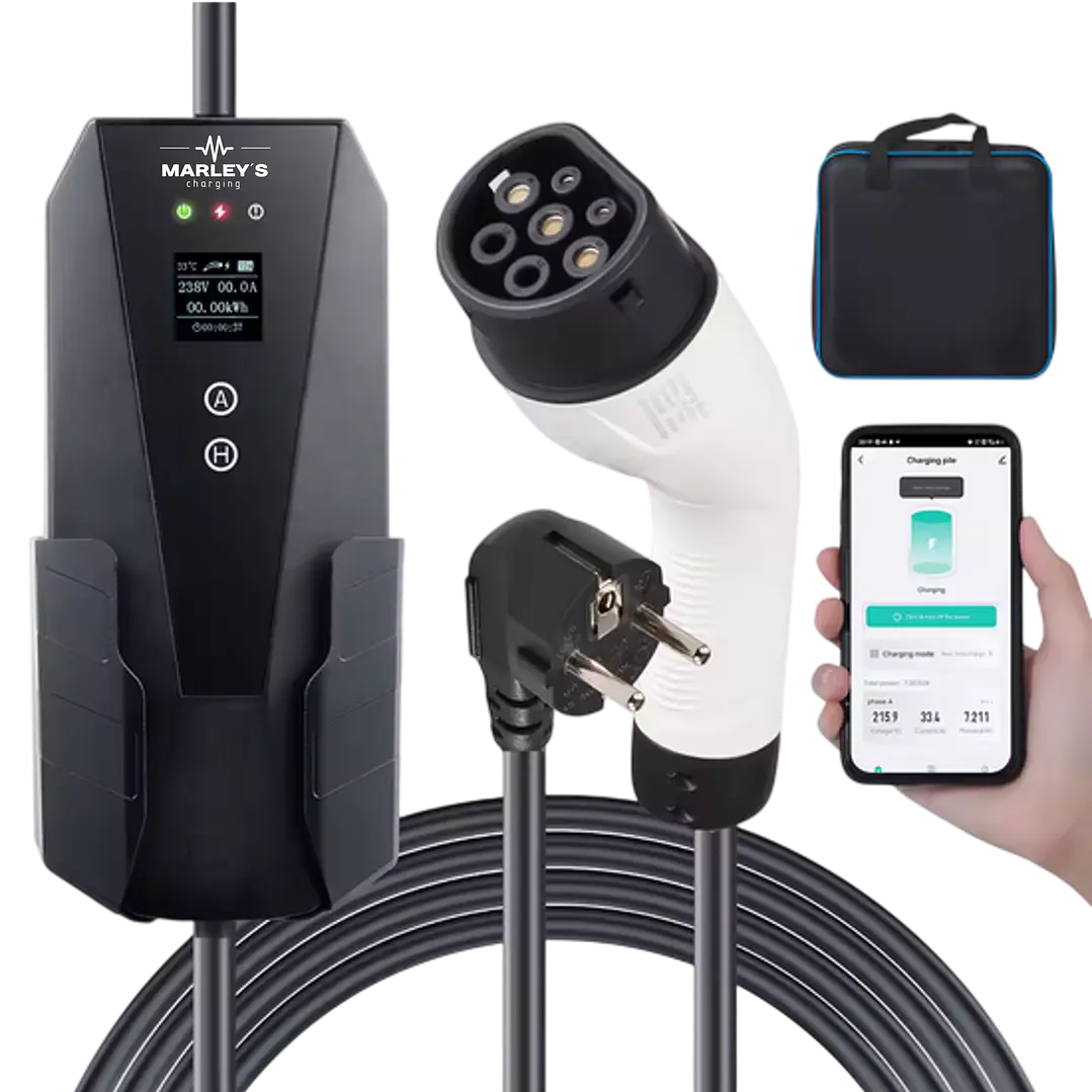 Carregador Portátil 3.7 kw - 16A APP - Saco Transporte - Sup. Parede - 8.5 METROS CABO 5