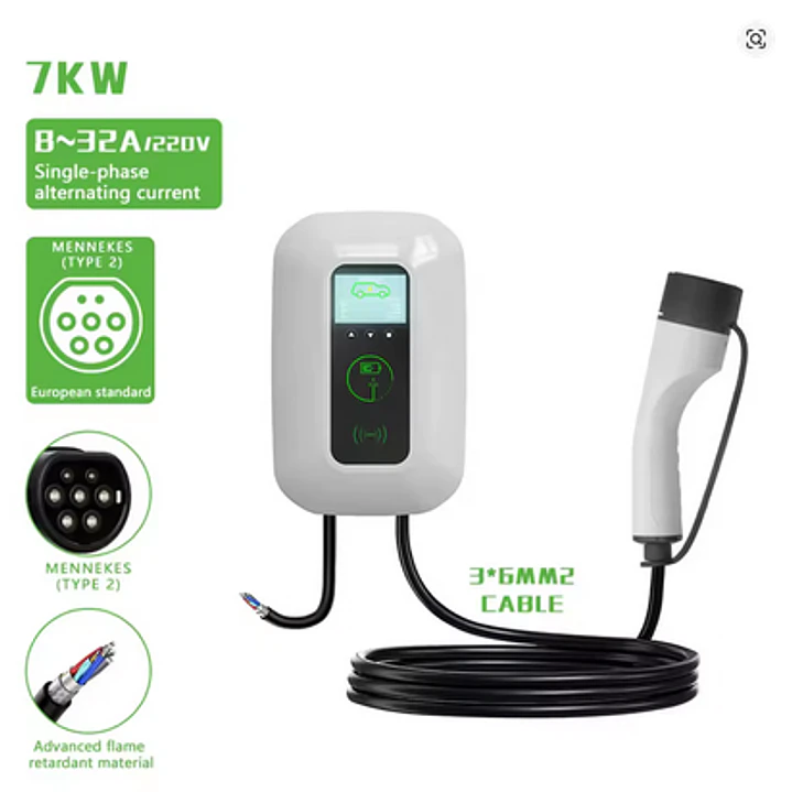 Wallbox Carregador Parede - 22 kw - 32 A - C/ APP WI-FI e Cartões - 5 METROS CABO 2