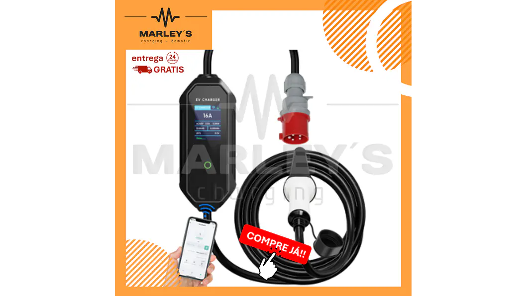 Carregador Portátil 11 kW | 16A | 5 Metros | App Wi-Fi | Saco Transporte 1