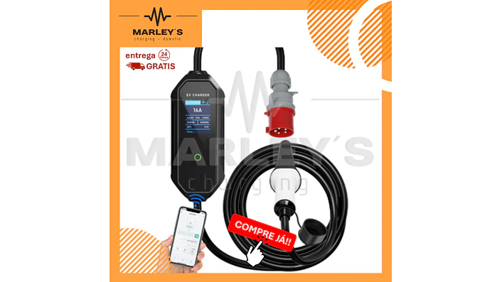 Carregador Portátil 11 kW | 16A | 5 Metros | App Wi-Fi | Saco Transporte 1