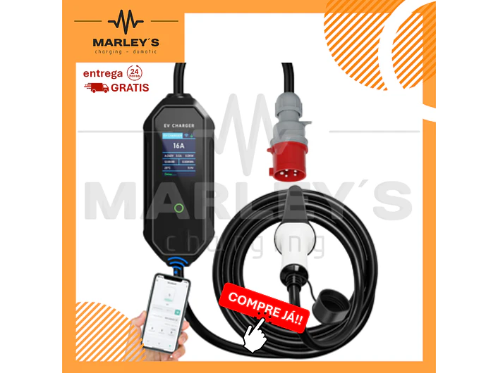 Carregador Portátil 11 kW | 16A | 5 Metros | App Wi-Fi | Saco Transporte 1
