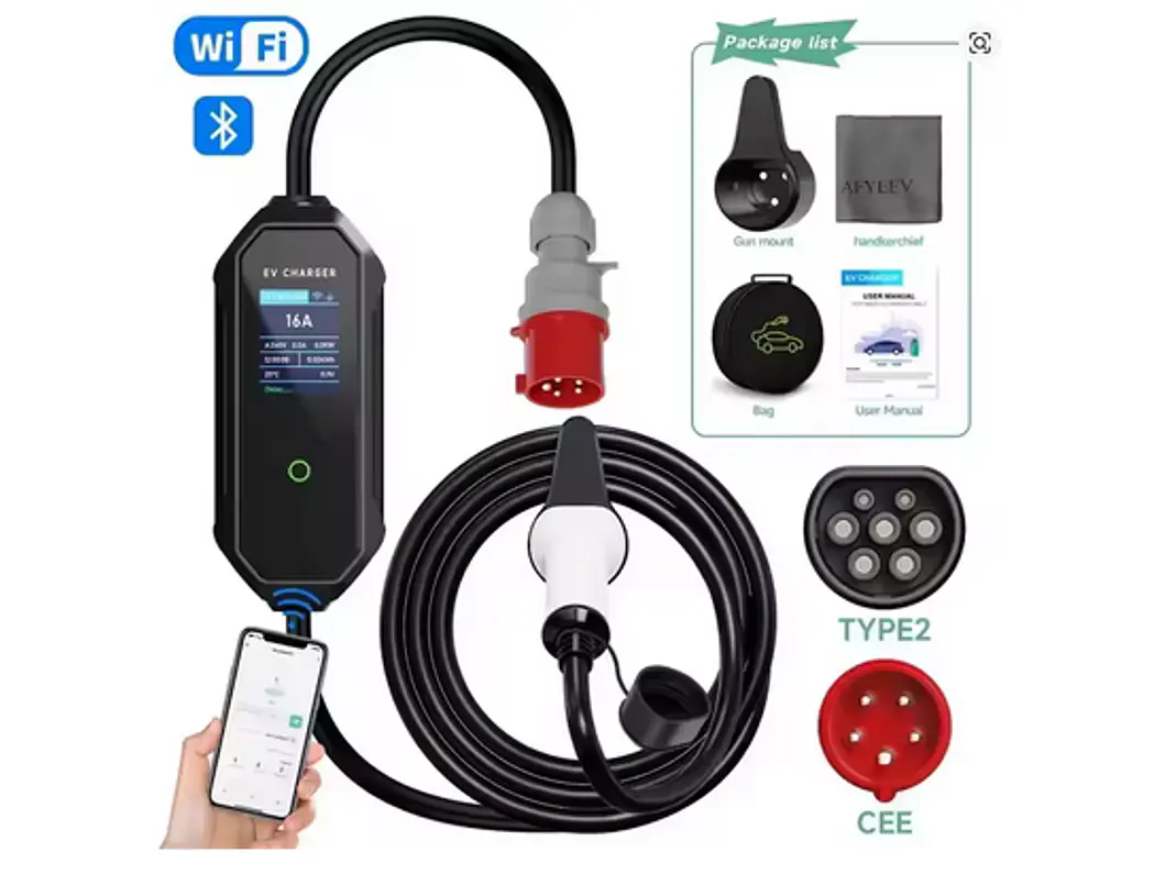 Carregador Portátil 11 kW | 16A | 5 Metros | App Wi-Fi | Saco Transporte 2