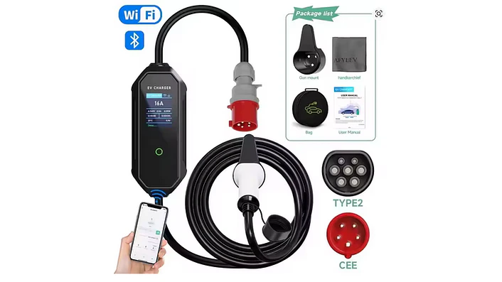 Carregador Portátil 11 kW | 16A | 5 Metros | App Wi-Fi | Saco Transporte 2