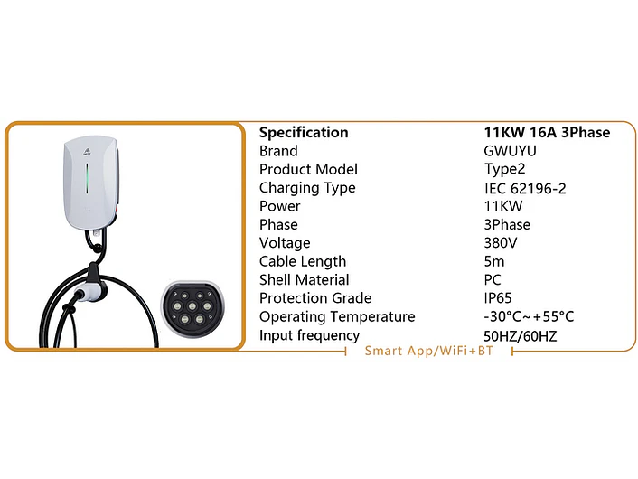 Wallbox 11 kW | 16A | Cabo 5m | App | RFID 8