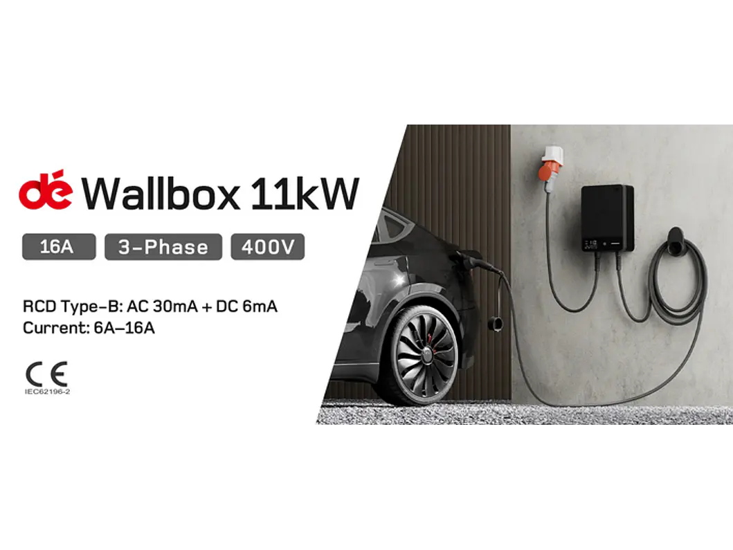 Wallbox 11 kW | 16A | Cabo 10m | App Wi-Fi | RFID | Ecrã LCD 2