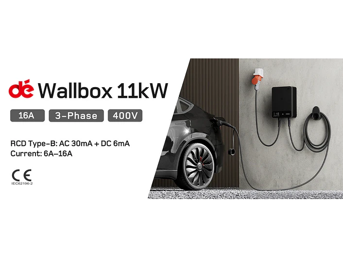 Wallbox 11 kW | 16A | Cabo 10m | App Wi-Fi | RFID | Ecrã LCD 2