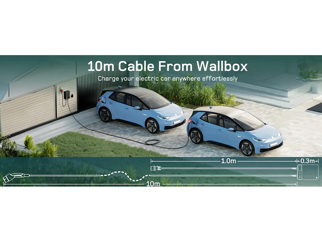 Wallbox 11 kW | 16A | Cabo 10m | App Wi-Fi | RFID | Ecrã LCD 7