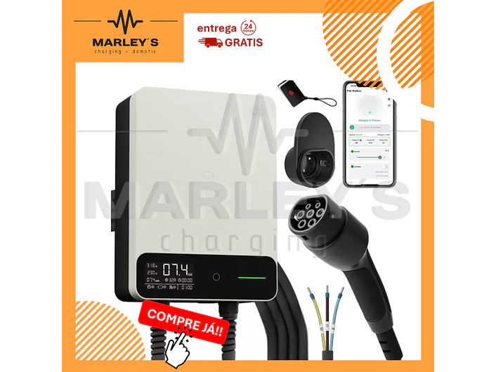 Wallbox 22 kW | 32A | Cabo 10m | App | RFID | Ecrã LCD 1