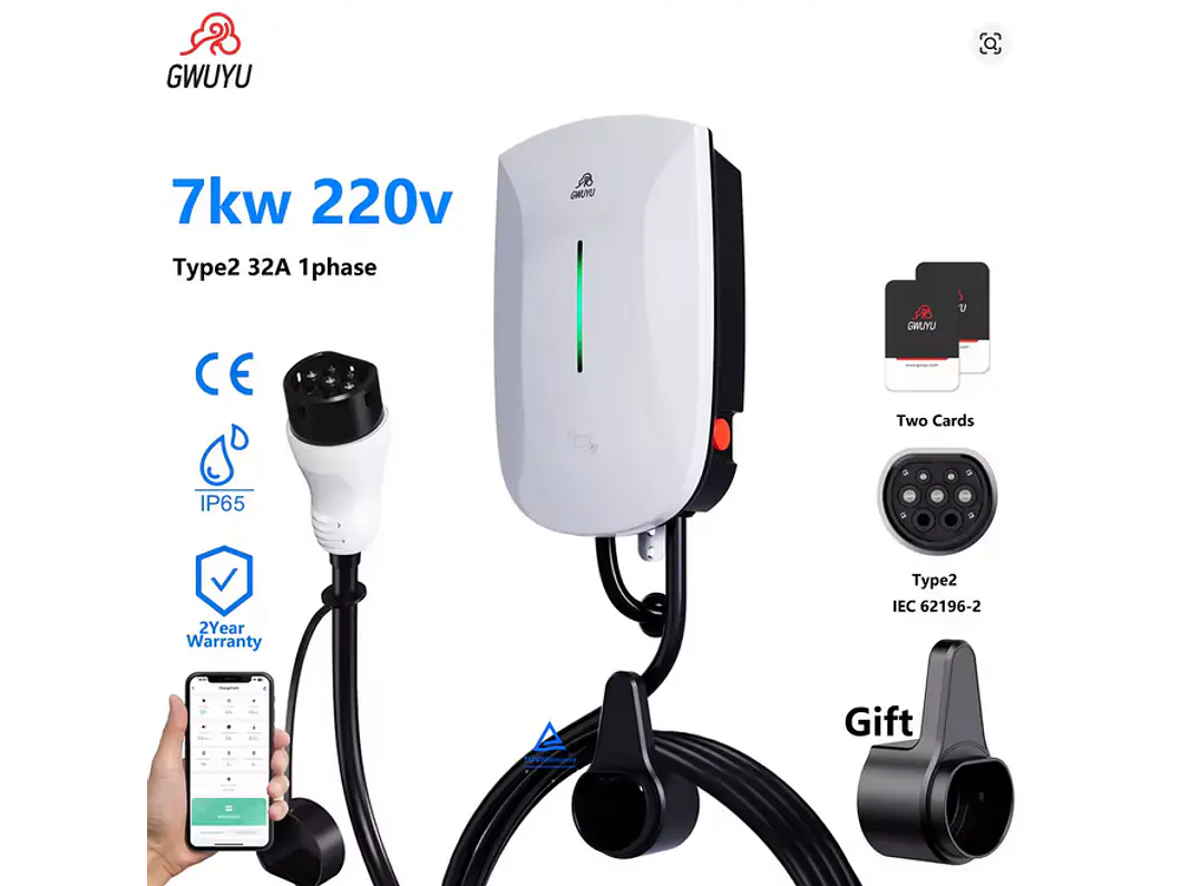 Wallbox 7 kW | 32A | Cabo 5m | App | RFID 2