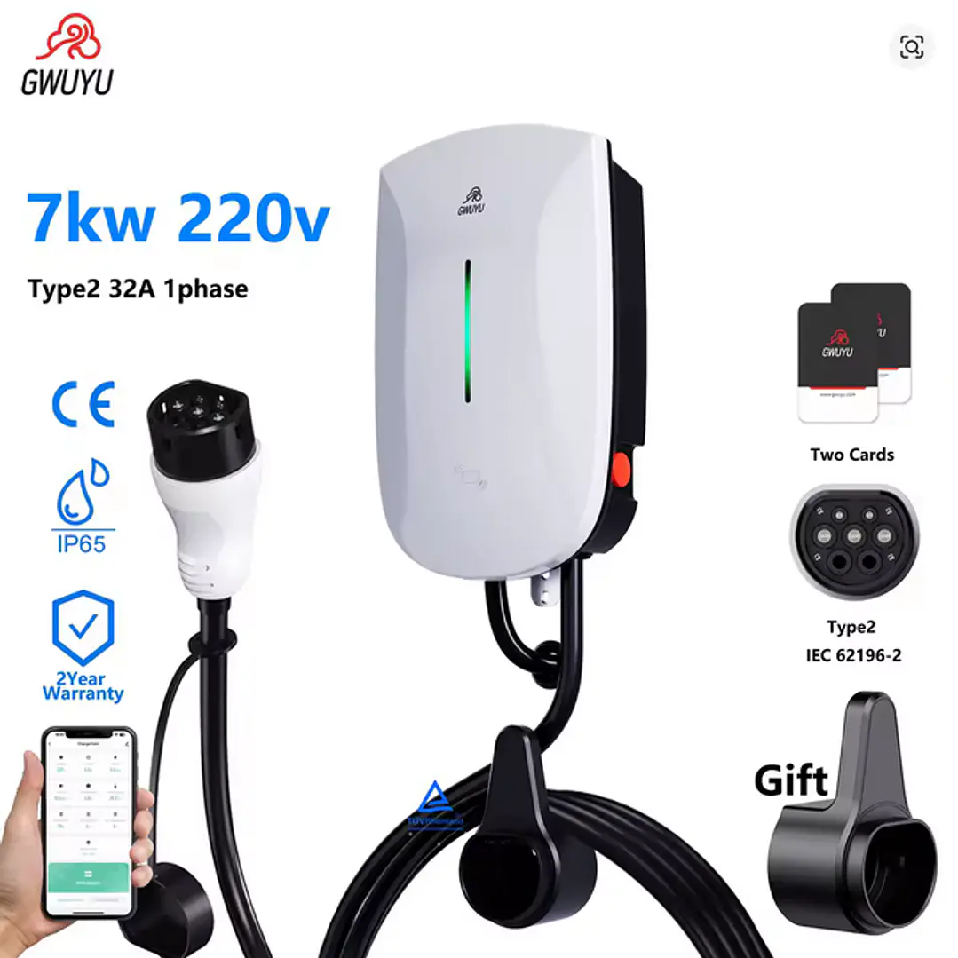 Wallbox 7 kW | 32A | Cabo 5m | App | RFID 2