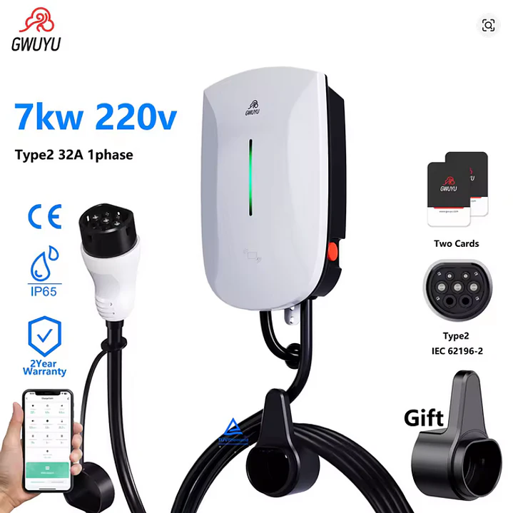 Wallbox 7 kW | 32A | Cabo 5m | App | RFID 2