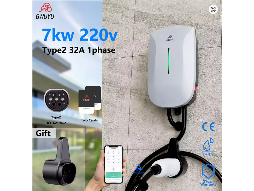 Wallbox 7 kW | 32A | Cabo 5m | App | RFID 5