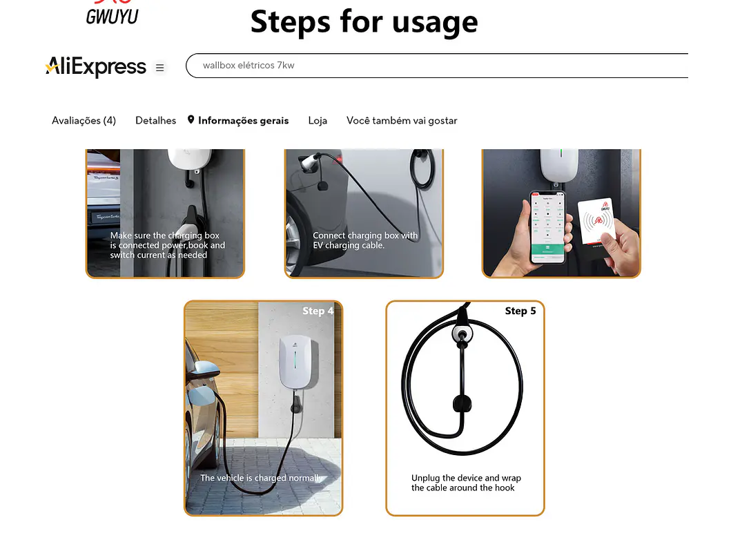 Wallbox 7 kW | 32A | Cabo 5m | App | RFID 8