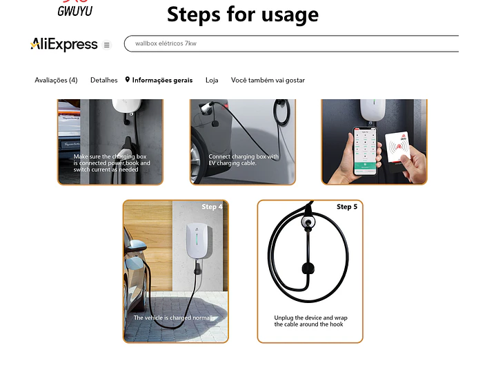 Wallbox 7 kW | 32A | Cabo 5m | App | RFID 8