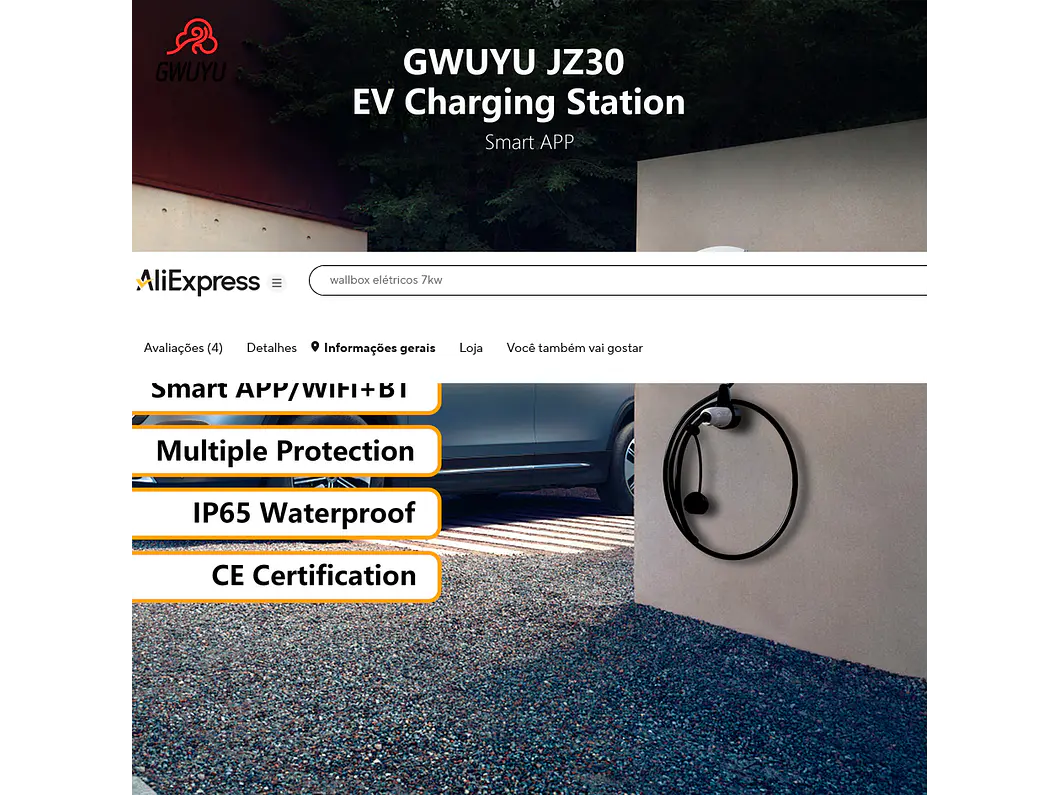 Wallbox 7 kW | 32A | Cabo 5m | App | RFID 11