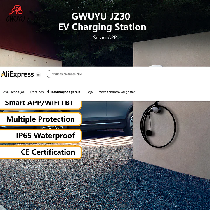 Wallbox 11 kW | 16A | Cabo 5m | App | RFID 12