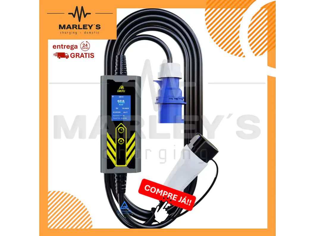 Carregador Portátil 7 kW | 32A | 5 Metros | Ecrã LCD | Saco Transporte 1