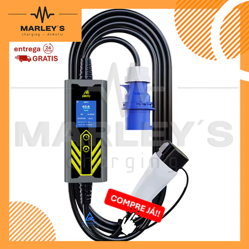 Carregador Portátil 7 kW | 32A | 5 Metros | Ecrã LCD | Saco Transporte
