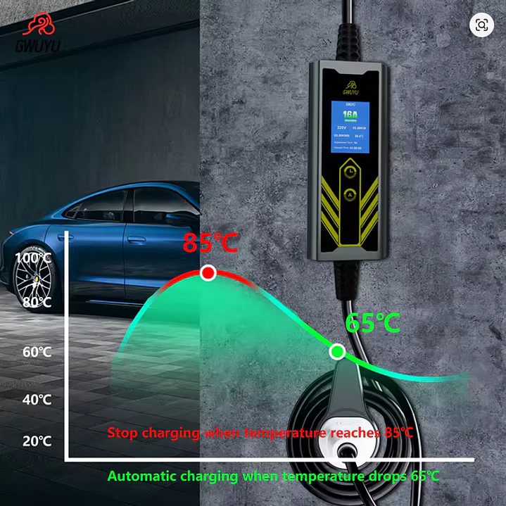 Carregador Portátil 11 kW | 16A | Tipo 2 | 5 Metros | Ecrã LCD | Saco de Transporte 4