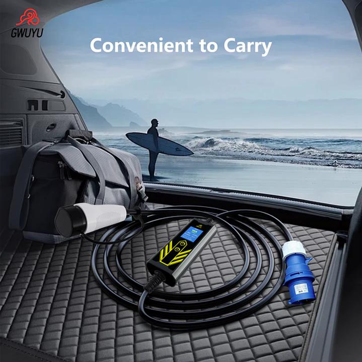 Carregador Portátil 11 kW | 16A | Tipo 2 | 5 Metros | Ecrã LCD | Saco de Transporte 18