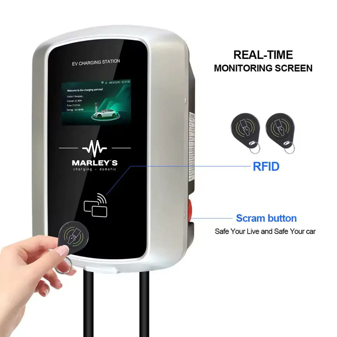 Wallbox 22 kW | 32A | Cabo 5m | App Wi-Fi | RFID | Ecrã LCD 3