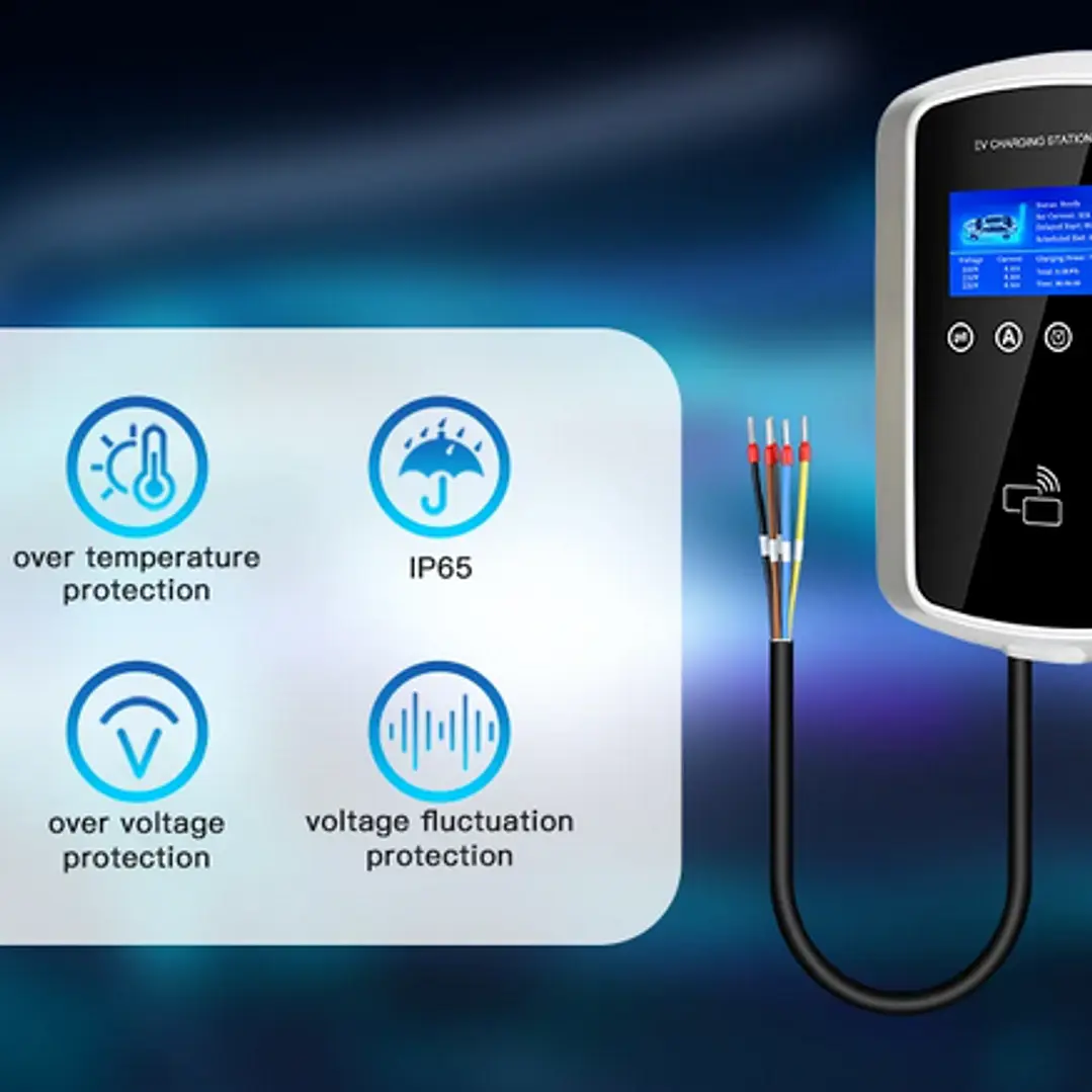 Wallbox 22 kW | 32A | Cabo 5m | App Wi-Fi | RFID | Ecrã LCD 18