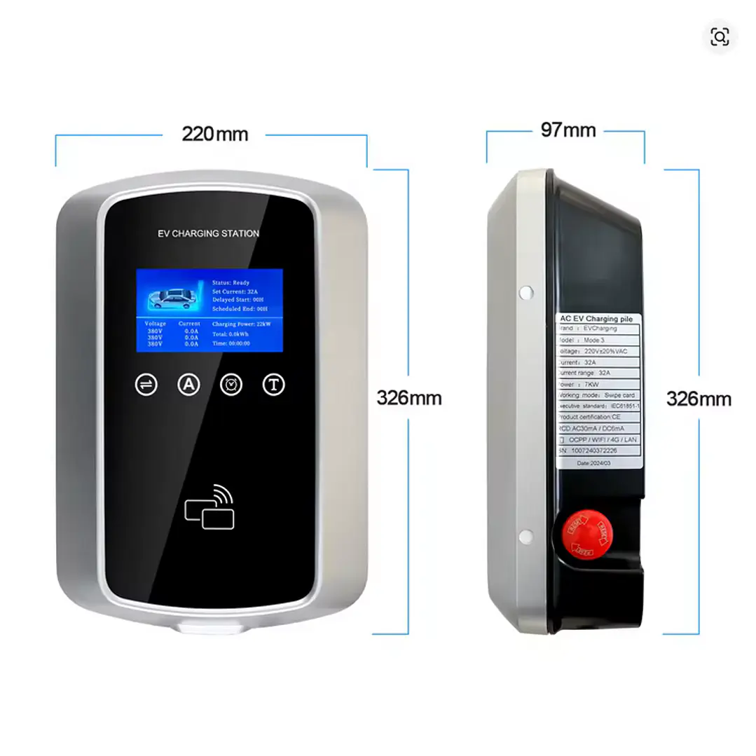 Wallbox 11 kW | 16A | Cabo 5m | App Wi-Fi | RFID | Ecrã LCD 14