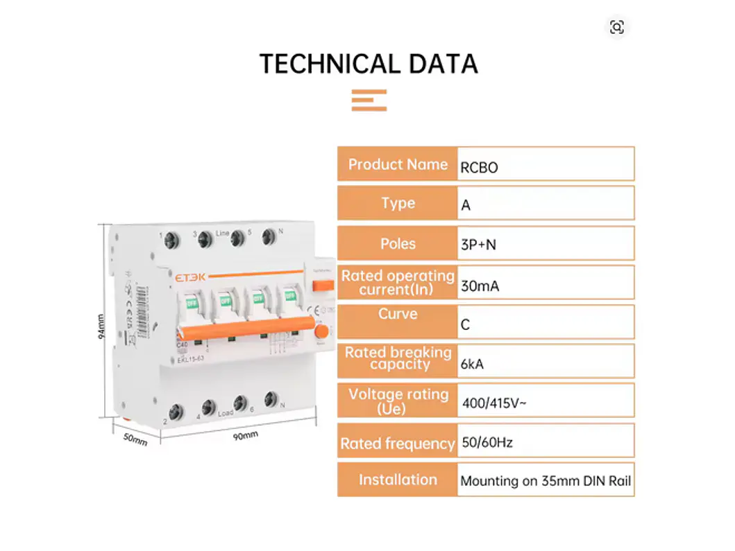 RCBO Diferencial e Disjuntor 2 em 1 - TRIFASICO - 32A - 30 ma - TIPO A 3