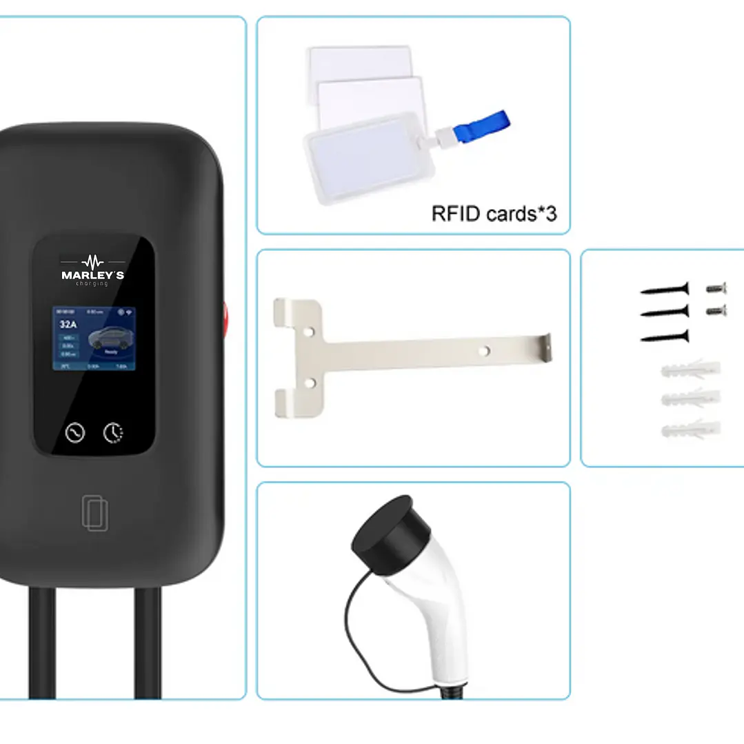 Wallbox 7 kW | 32A | Cabo 5m | App | RFID | Ecrã LCD 12