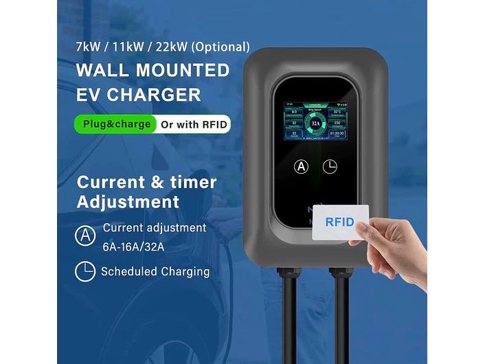Wallbox 7 kW | 32A | Cabo 5 ou 10m | App | RFID | DLB - Balanceamento de Carga SEM FIOS 3