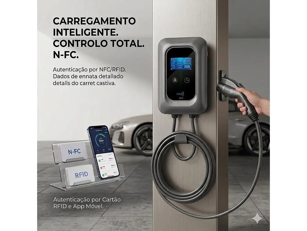 Wallbox 7 kW | 32A | Cabo 5 ou 10m | App | RFID | DLB - Balanceamento de Carga SEM FIOS 11