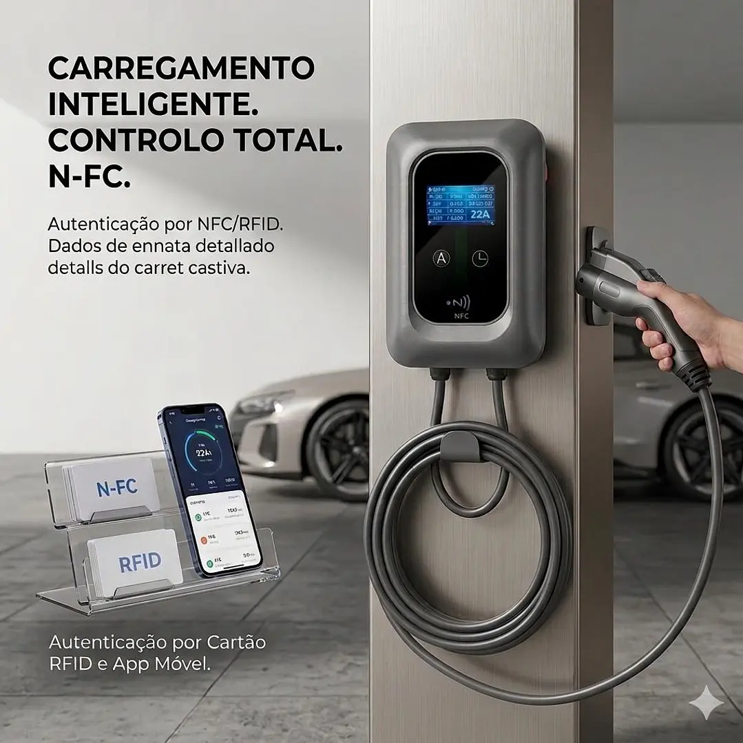 Wallbox 7 kW | 32A | Cabo 5m | App | RFID | DLB - Balanceamento de Carga SEM FIOS 11