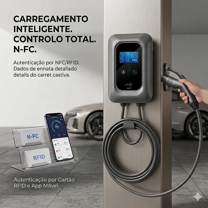 Wallbox 7 kW | 32A | Cabo 5m | App | RFID | DLB - Balanceamento de Carga SEM FIOS 11