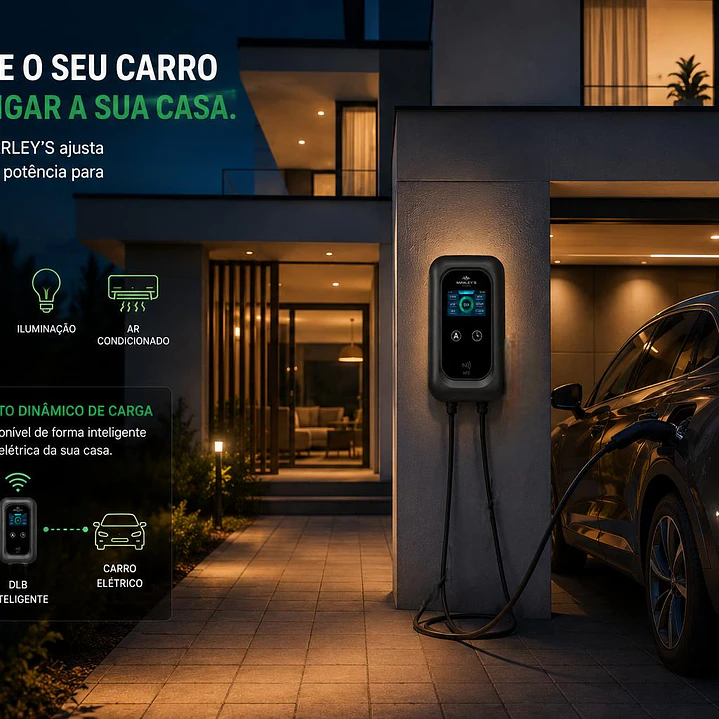 Wallbox 7 kW | 32A | Cabo 5m | App | RFID | DLB - Balanceamento de Carga SEM FIOS 24