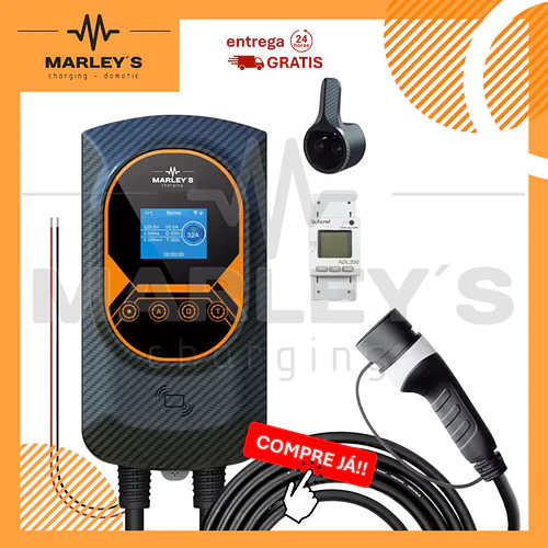 Wallbox 7 kW | 32A | Cabo 5 ou 10 m | App | RFID | Ecrã | DLB - Balanceamento Carga
