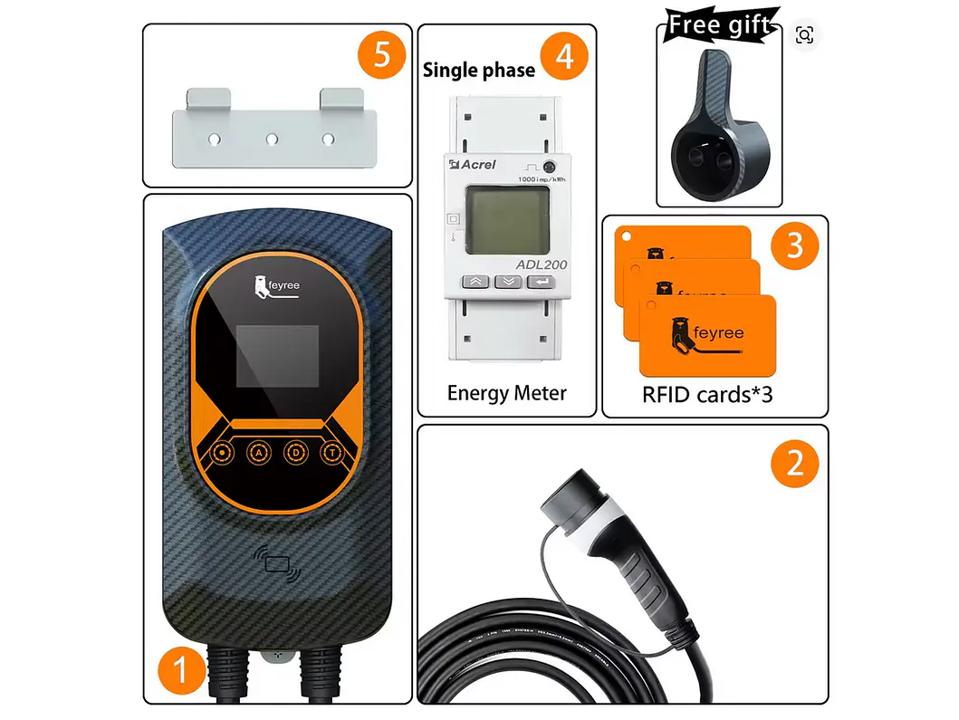Wallbox 7 kW | 32A | Cabo 5 ou 10 m | App | RFID | Ecrã | DLB - Balanceamento Carga 6