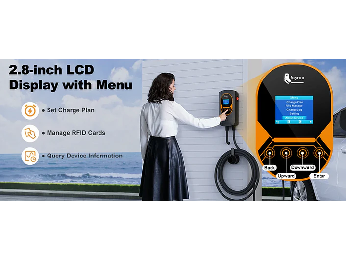 Wallbox 7 kW | 32A | Cabo 5 ou 10 m | App | RFID | Ecrã | DLB - Balanceamento Carga 11